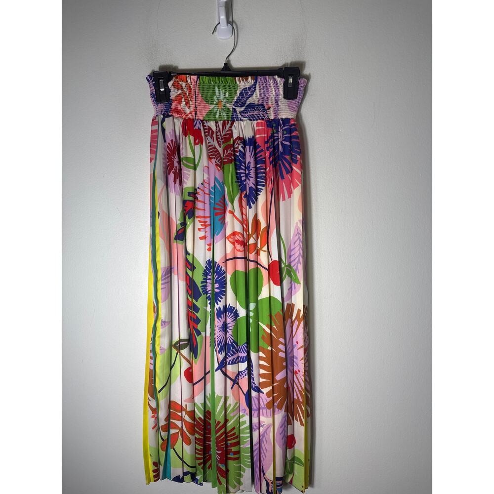 Le Superbe Multicolor Floral Pleated Maxi Skirt Sz S - Picture 3 of 3